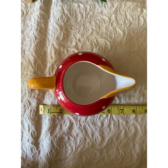 Living Art Carnival Hand-Painted Red & Yellow Polka Dot Ceramic Creamer Jug - Picture 8 of 10